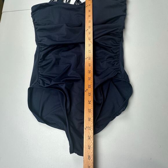 Magic Suit Swimsuit Womens 16 Navy Ruched Removable Pads Adjustable Straps Beach - Picture 12 of 14